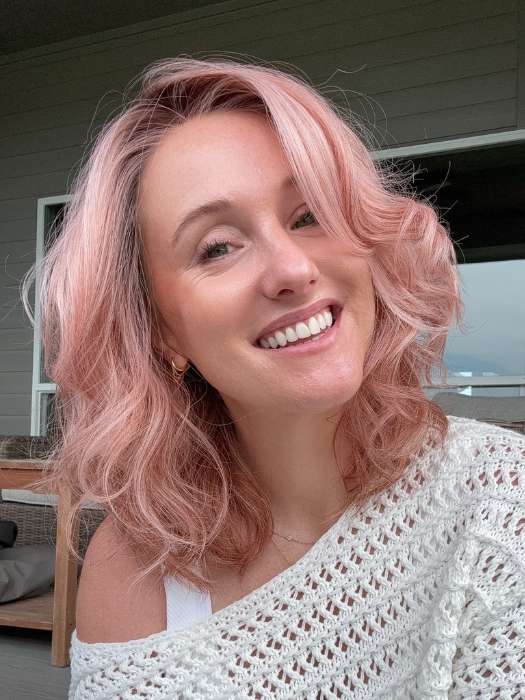 Carlyn @carlynwilson84 is wearing NYX by RENE OF PERIS in WATERMELON-R | Rich Pastel Pink Base with Subtle Soft Reddish Tone and Soft Dark Brown Roots
