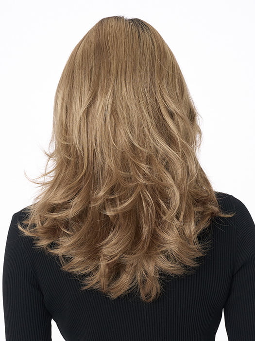 Model is wearing BOBBI by ENVY in color GOLDEN SANDSTONE | Creamy Beige-Blonde with Darker Brown Roots
