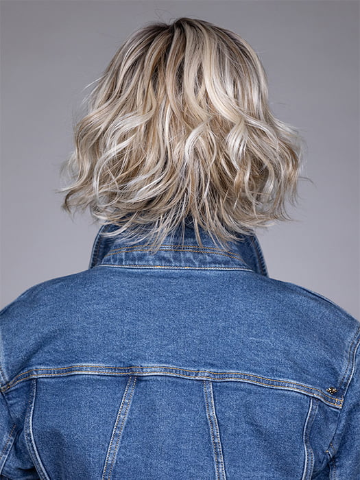 Model is wearing CLARE by BELLETRESS in color BUTTERBEER R | Dark Brown Base and Root that transitions smoothly into a buttery blonde, infused with creamy honey and toffee tones