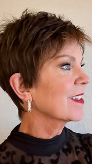 Susan Sparks @an_affair_with_hair wearing CHAT by ELLEN WILLE in color DARK CHOCOLATE ROOTED 4.33.6 | Darkest Brown, Dark Auburn and Dark Brown Blend with Shaded Roots