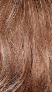 CINNAMON FROST-R | Warm, medium coppery-brown base with white-blond highlights. The medium brown root color adds a realistic vibe.   