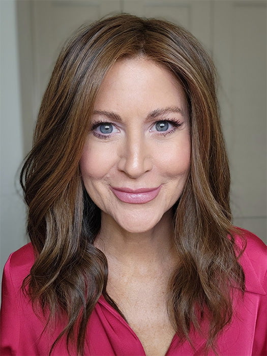 Natalie Gray @vanish.into.thin.hair wearing COREY by ENVY in color MEDIUM BROWN | Medium Brown with natural highlights