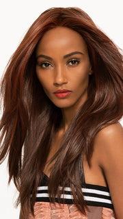 GLAM by TressAllure in 10/130R | Bright Red with Medium Brown Roots PPC MAIN IMAGE FB MAIN IMAGE