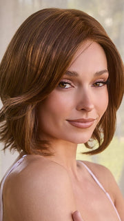 FARREN by AMORE in color BROWN-TOPAZ | Medium brown and light honey brown are carefully blended to create this warm-toned brunette shade. 