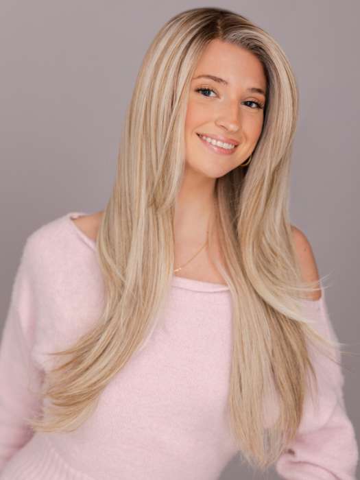 FEATURE LENGTH by Raquel Welch in RL19/23SS SHADED BISCUIT | Light Ash Blonde Evenly Blended with Cool Platinum Blonde with Dark Roots