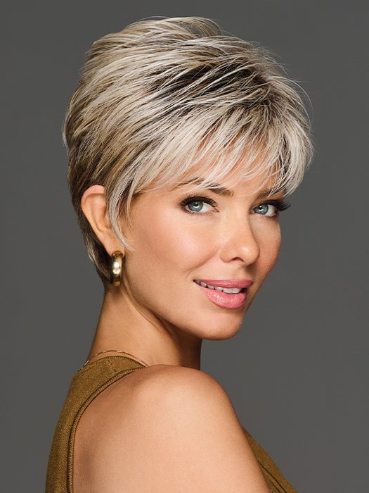 JAW DROPPER in color GF19-23SS BISCUIT | Light Ash Blonde Evenly Blended with Cool Platinum Blonde with Dark Roots