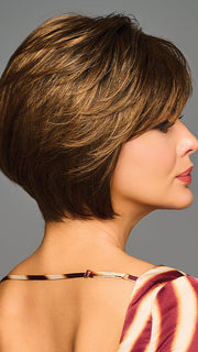 Model is wearing JOVIALITY in color GL8-10 DARK CHESTNUT | Rich, Dark Brown with Coffee Highlights
