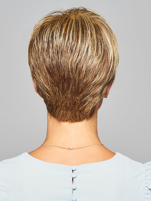 Model is wearing DETERMINATION by GABOR in color BROWN-BLONDE | Medium to Light Brown with Salon Highlights