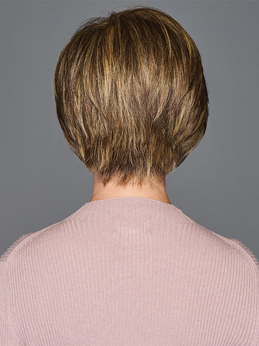 Model is wearing WONDERFUL WIT by GABOR in color BROWN-BLONDE | Medium to Light Brown with Salon Highlights