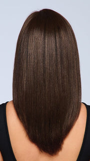 Model is wearing HD SIDE FRIDGE TOPPER in color R4/6 BLACK COFFEE | Dark Brown and Chestnut Brown Blend