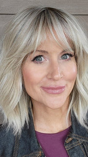 Natalie @vanish.into.thin.hair wearing HOLLIE by JON RENAU in color FS17/101S18 PALM SPRINGS BLONDE | Light Ash Blonde with Pure White Natural Violet Bold Highlights, Shaded with Dark Natural Ash Blonde