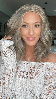 Jenna Fail @jenna_fail wearing LOVE WAVE by GABOR in color GL18-23 TOASTED PECAN | Ash Brown with Cool Blonde Highlights