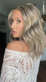 Jenna Fail @jenna_fail wearing LOVE WAVE by GABOR in color GL18-23 TOASTED PECAN | Ash Brown with Cool Blonde Highlights