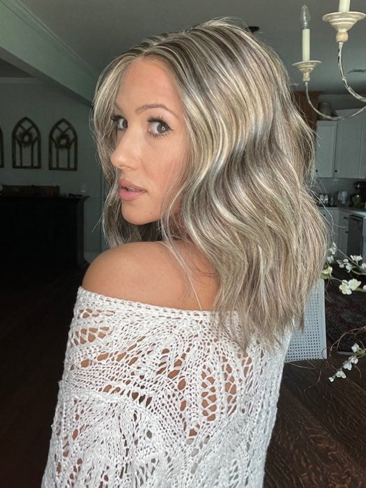 Jenna Fail @jenna_fail wearing LOVE WAVE by GABOR in color GL18-23 TOASTED PECAN | Ash Brown with Cool Blonde Highlights