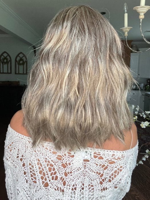 Jenna Fail @jenna_fail wearing LOVE WAVE by GABOR in color GL18-23 TOASTED PECAN | Ash Brown with Cool Blonde Highlights