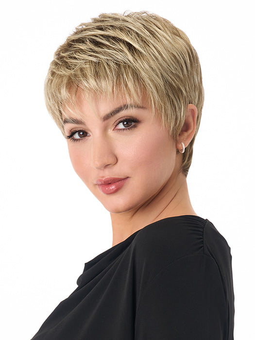 Model is wearing IVY by ENVY in color ALMOND BREEZE | Light Brown blended with Ash Blonde