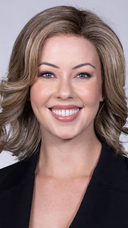 BROWN SUGAR BLONDE-R 6/12/22A+8 | A warm, dimensional blend of medium brown and golden blonde highlights with natural-looking darker roots for depth and a sun-kissed finish.