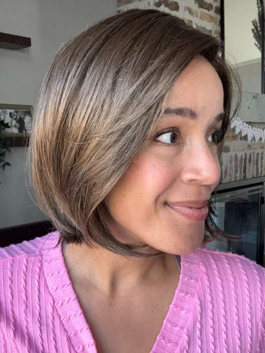Brea @getwiggywithbrea wearing KYLA by JON RENAU in shade 8RH14 MOUSSE CAKE | Medium Brown with 33% Medium Natural Blonde Highlights