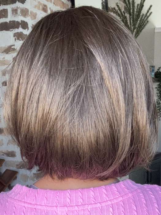 Brea @getwiggywithbrea wearing KYLA by JON RENAU in shade 8RH14 MOUSSE CAKE | Medium Brown with 33% Medium Natural Blonde Highlights