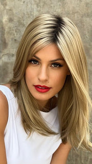 SANDY BLONDE TONED 26.14 | Light Golden Blonde and Medium Ash Blonde Blend with Shaded Roots