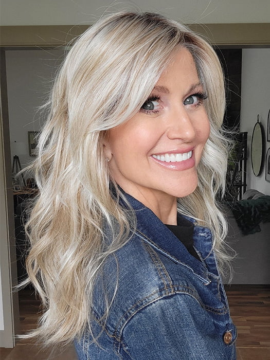 Natalie @vanish.into.thin.hair wearing MARIE by BELLE TRESS in color BUTTERBEER R | Dark Brown Base and Root that transitions smoothly into a buttery blonde, infused with creamy honey and toffee tones