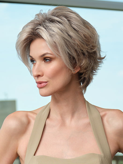 MICKI by ENVY in color PLATINUM SHADOW | Light Blonde with Dark Roots