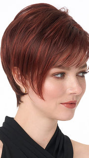 Model is wearing MILEY by ENVY in color DARK-RED | Auburn with Brighter Red highlights 