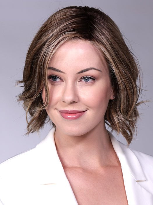 SUNKISSED ALMOND R | A blend of Medium and Light Brown with Light Gold Blonde Highlights and a hint of Cooler Blonde, rooted with Medium and Light Brown