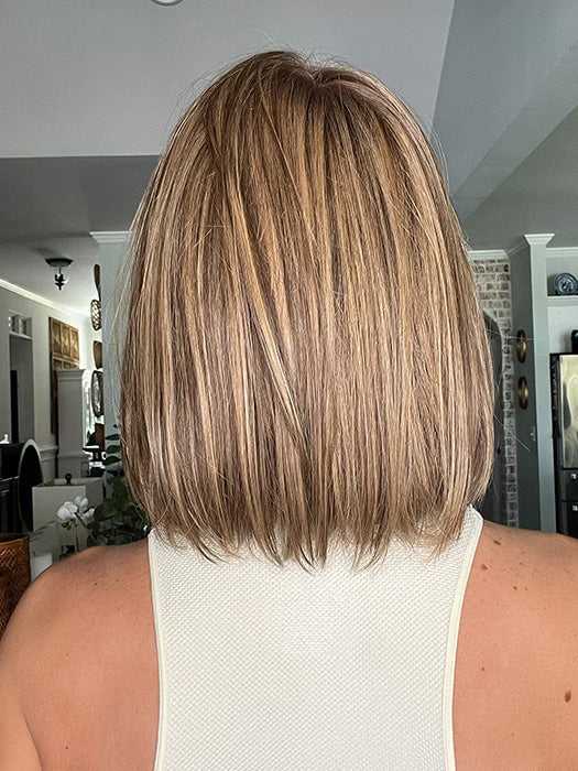 Jenna Fail @jenna_fail wearing PAIGE by ENVY in color TOASTED SESAME | Medium Brown roots with overall Warm Cinnamon base and Golden Blonde highlights