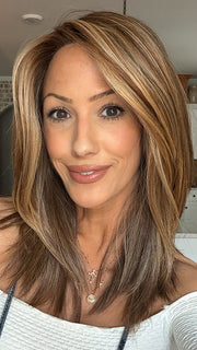 Jenna Fail @jenna_fail wearing PICTURE PERFECT by TRESSALLURE in color 17/23/R8 | Beige Blonde and Auburn Blended with Medium Brown Roots