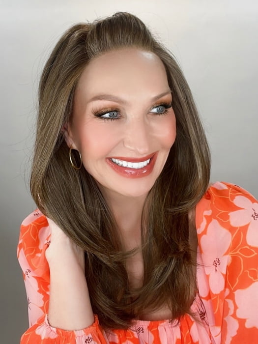Kim H. @letstalkwithkim wearing BEVERLY HILLS by BELLETRESS in color COOLEST ASH BROWN | A combination of Light Ash Brown, Cool Medium Brown and a hint of Dark Blonde