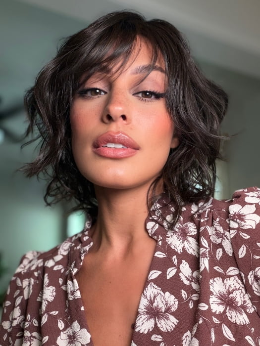 Roxie wearing TERRA by AMORE in DARK CHOCOLATE | Dark Brown Blonded with Medium Brown