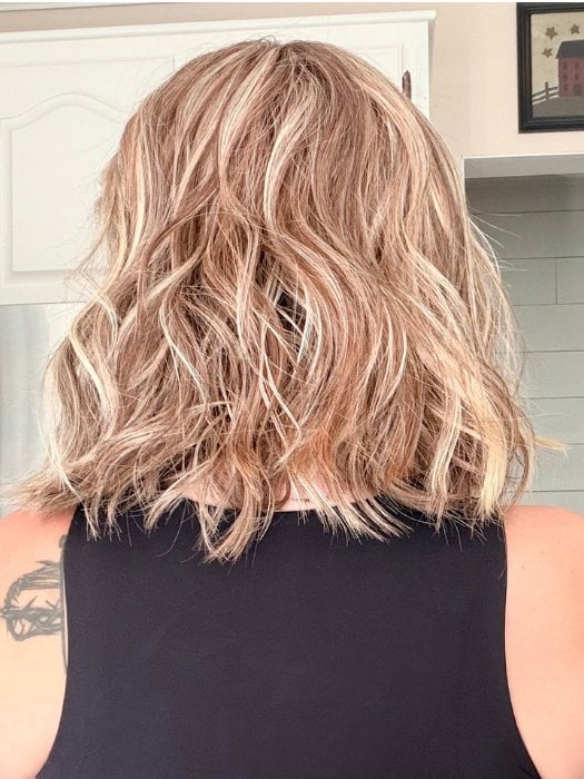 Crystal wearing ANDIE by BELLETRESS in BROWN-SUGAR-COOKIE-R | The Roots are a Rich Brown Tone that seamlessly transitions into a Warm Golden Brown