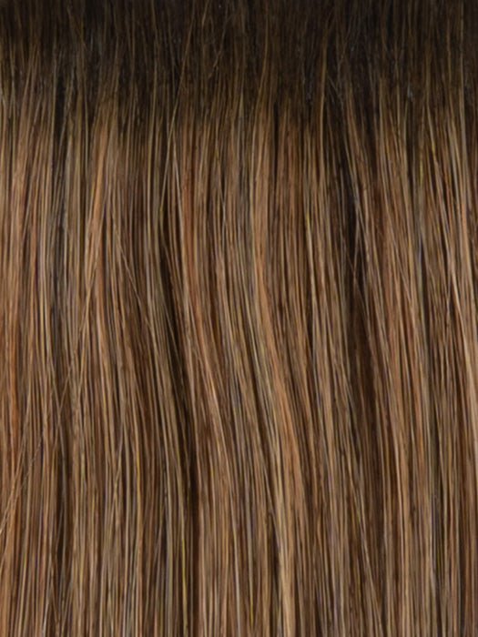 RH8 8/29SS SHADED HAZELNUT | Warm Medium Brown with Ginger Blonde highlights from dark roots to ends
