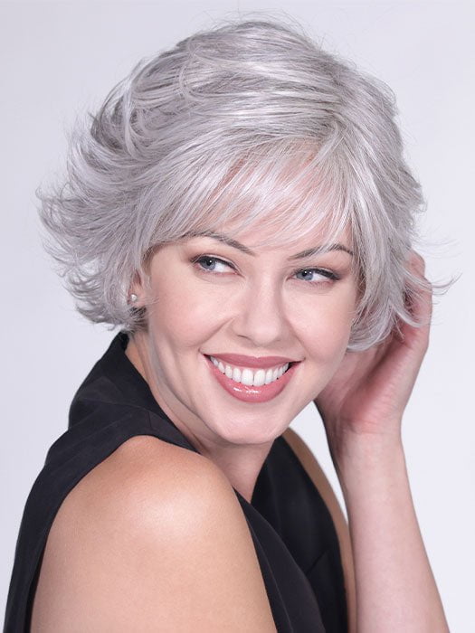 Model is wearing ROMA by BELLETRESS in color OYSTER-GRAY OYSTER GRAY | A mixture of Lightest Gray and a hint of White