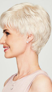 Winner offers a wispy bang, textured layering on top with length at the crown and layered ends