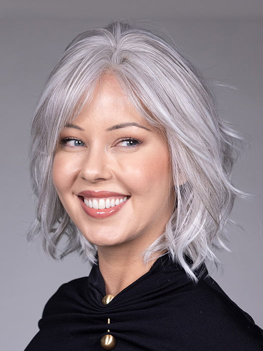 Model is wearing NAPLES by BELLETRESS in color OYSTER GRAY | A mixture of Lightest Gray and a hint of White