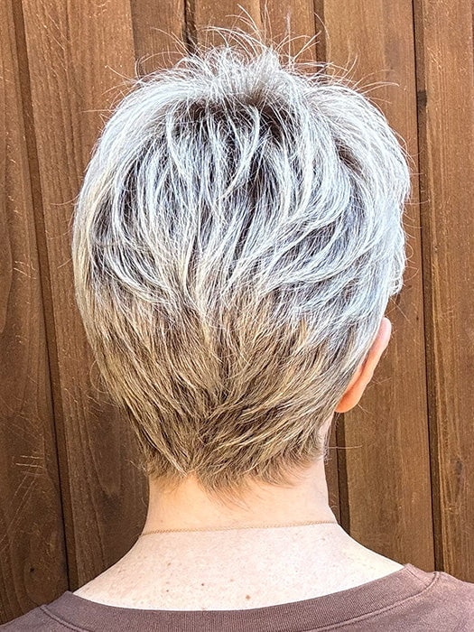 Mel B. @mels.be.ageless wearing RIN by NORIKO in color MILKY OPAL | A Blend of Creamy Blonde and White Blonde Rooted with Warm Brown