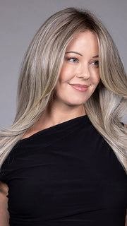 Model is wearing SPEARS in COOL CHAI BLONDE-R | A balanced cool blonde with softly contrasted darker roots, a fresh twist on classic blonde tones.