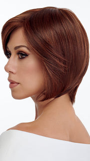Model is wearing SMOOTH CUT BOB by TRESSALLURE in color 32/31 | Medium Red and Auburn blend
