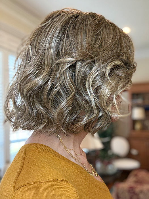 Eileen @crazywiglady is wearing STELLA by ELLEN WILLE in color BEIGE-MULTI-SHADED 14.22.12 | Lightest Brown and Medium Ash Blonde blend with Light Neutral Blonde and Shaded Roots