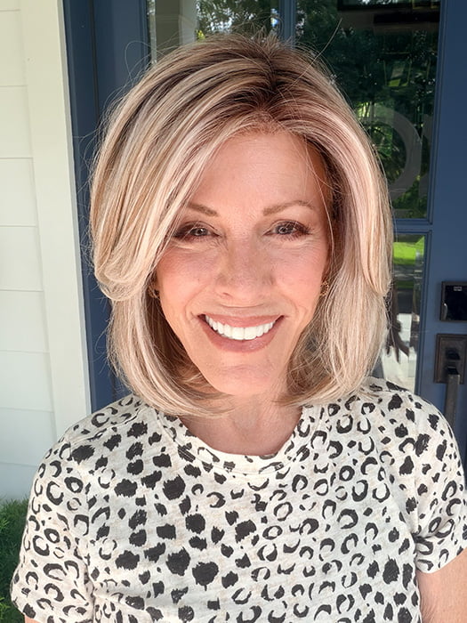 Shannon @shannonwigsout is wearing STREISAND by BELLE TRESS in color MILKSHAKE BLONDE R | A mixture of Light Sandy Brown, Highlighted with Light Ash Blonde with a Hint of Light Platinum Blonde with a Medium Root Color