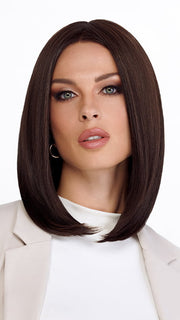 Model is wearing UNDERCUT BOB by TRESSALLURE in color 4/6R | Dark Brown