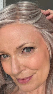 Mel B. @mels.be.ageless wearing DAVINA by RENE OF PARIS in color FROZEN MULBERRY | Pale White-Grey Platinum base with subtle Lavender and Frosted Berry Tones delicately woven throughout