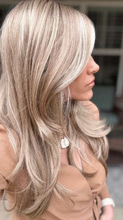 ARABIAN SAND™ | Neutral Chocolate Brown Roots fade into a Neutral Blonde Base, blended with Sandy, Chestnut, Golden, and Honey Blondes, with Soft Creamy Blonde Highlights and Face-Framing Lowlights