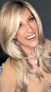 Kristyna Moore @kristynamoore wearing ANGELICA PM by NORIKO in color ARABIAN SAND™ | Neutral Chocolate Brown Roots fade into a Neutral Blonde Base, blended with Sandy, Chestnut, Golden, and Honey Blondes, with Soft Creamy Blonde Highlights and Face-Framing Lowlights