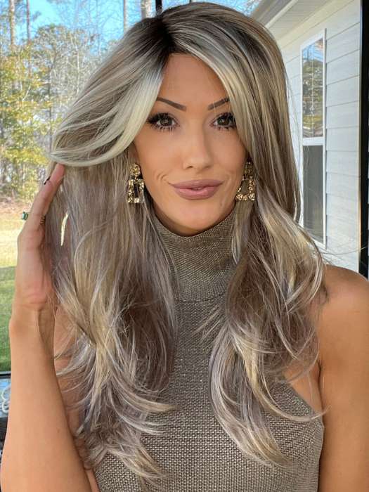 EXCLUSIVE COLOR ARABIAN SAND™ | Neutral Chocolate Brown Roots fade into a Neutral Blonde Base, blended with Sandy, Chestnut, Golden, and Honey Blondes, with Soft Creamy Blonde Highlights and Face-Framing Lowlights