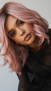 VERO by Rene of Paris in WATERMELON-R | Rich Pastel Pink Base with Subtle Soft Reddish Tone and Soft Dark Brown Roots