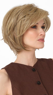 WHITNEY by ENVY in color GINGER CREAM | Dark Beige Blonde underneath highlighted on top with Light Beige Blonde