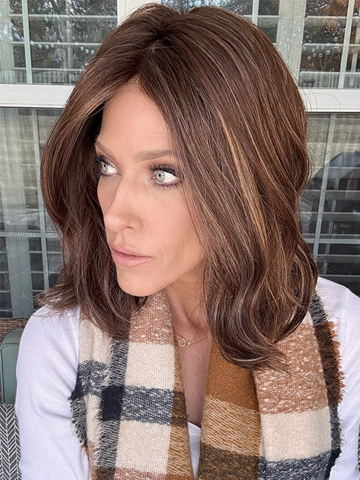 Kristyna Moore @kristynamoore wearing ZARA by RENE OF PARIS in color AUBURN-SUGAR-R | Rooted Dark Auburn with Medium Auburn Base with Dark Strawberry Blonde Highlights